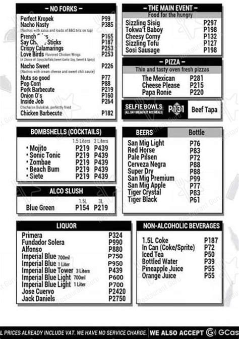 Menu at Chill Top pub & bar, Pasay .